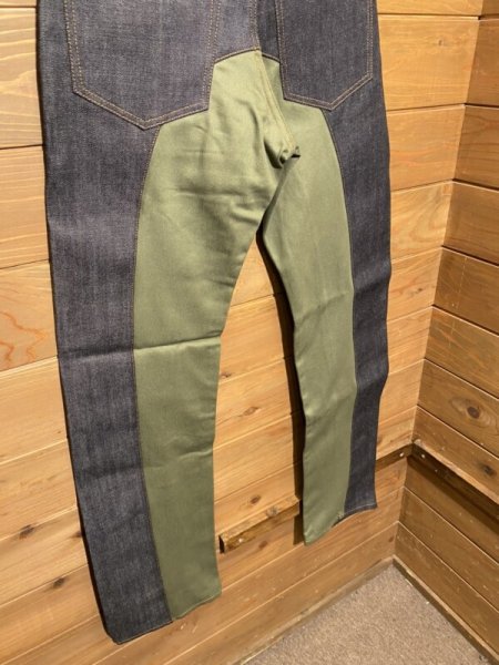 画像7: 児島ジーンズ/モンキーコンボパンツ デニムｘカーキ (7)